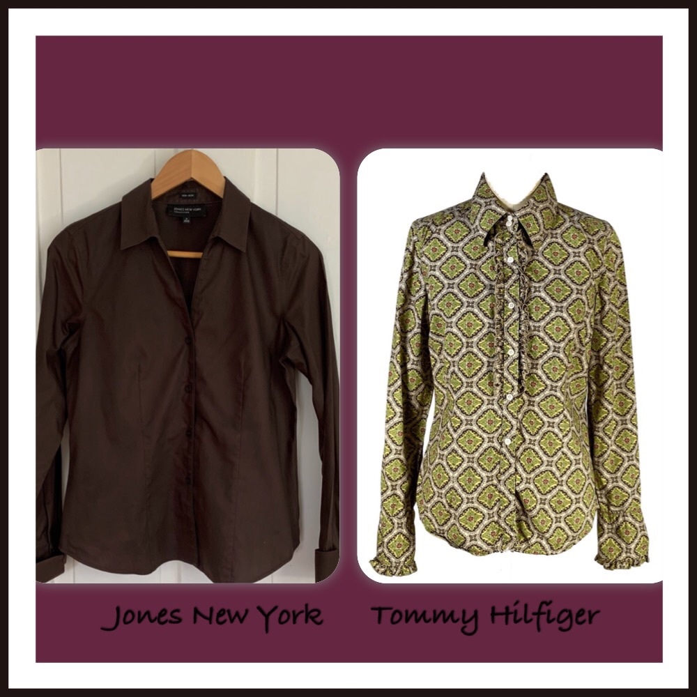 Jones New York 4 AND vintage Tommy Hilfiger M dress shirts EUC button-downs